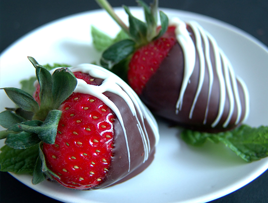 Close up of chocolate covered strawberries