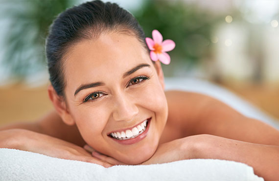 Woman receiving a spa massage