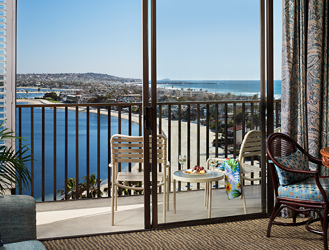 Looking out over Mission Bay from Bay View Suite