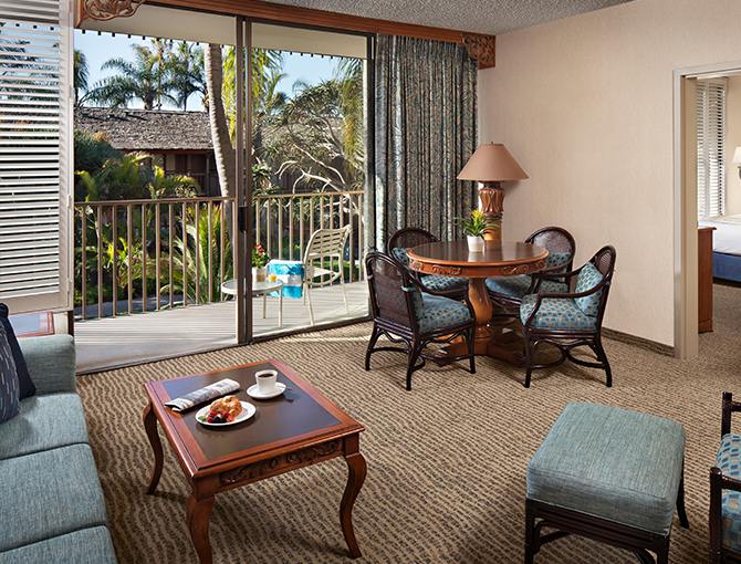 Interior Garden View suite looking out to the gardens