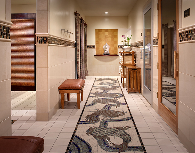 Men's shower area at the Catamaran Spa