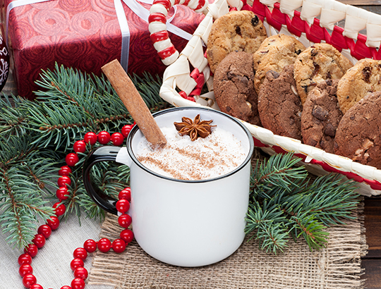 Enjoy eggnog and Christmas cookies at the Catamaran Resort Hotel and Spa