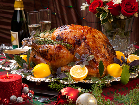 Christmas Champagne Brunch table setting overlooking Mission Bay at the Catamaran Resort