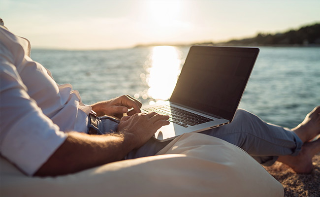 Work setting by the beach