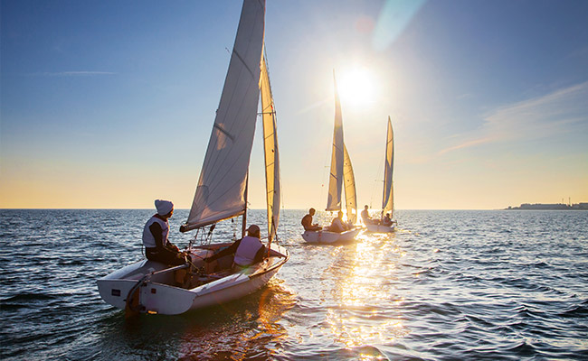 Team-building sailing regatta in Mission Bay at the Catamaran Resort Hotel and Spa