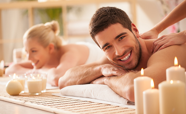 Guests enjoying their massage on a couple's trip to San Diego