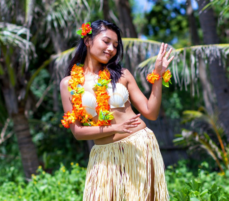 Hula dancer at the Catamaran Resort Hotel dancing during the spring resort activities.