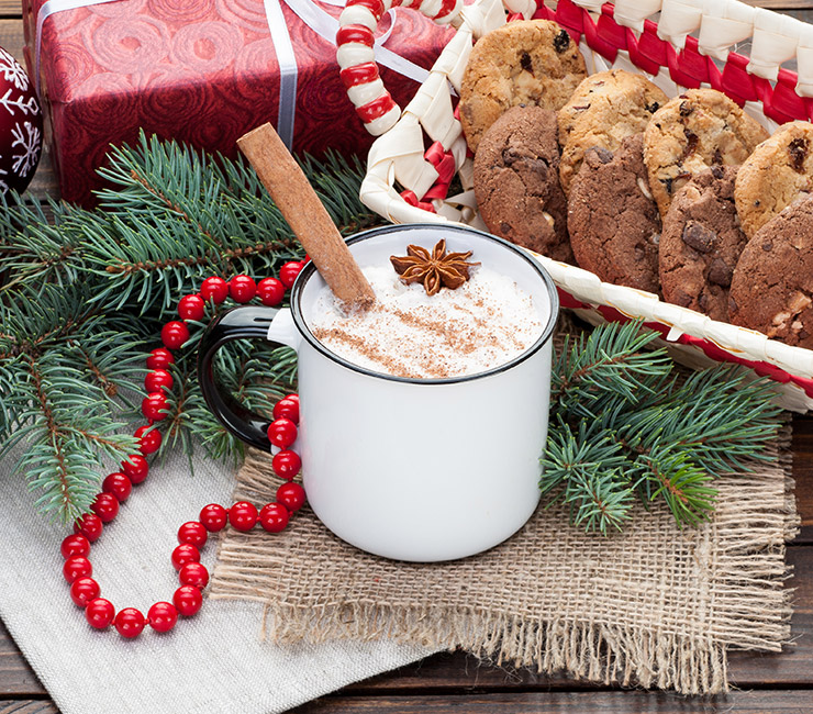 Enjoy eggnog and Christmas cookies at the Catamaran Resort Hotel and Spa