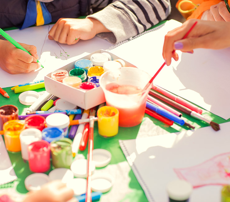 Children painting during the Keiki Club Spring Resort Activities at the Catamaran Resort Hotel in San Diego, CA