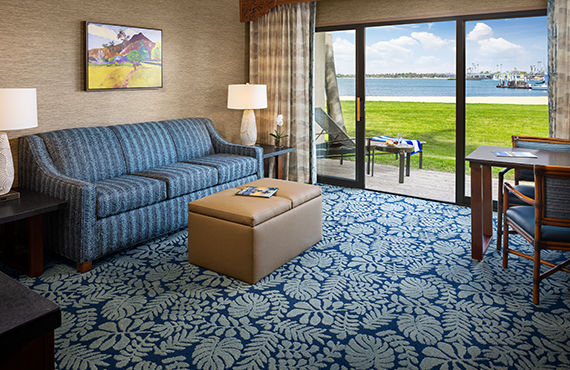 Interior Bay Front suite looking out to Mission Bay