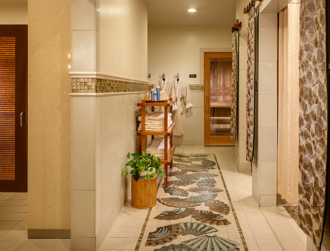 Women's locker room at the Catamaran Spa