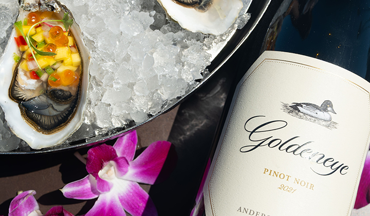 Duckhorn wine bottle paired with chef tables sampler