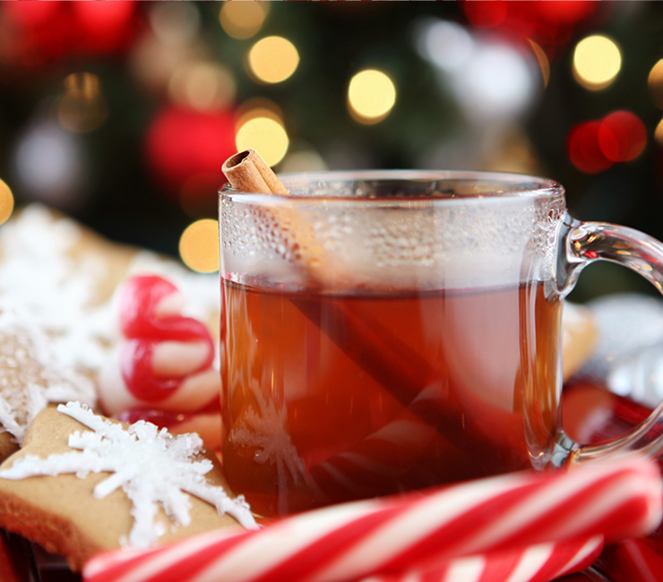 Hot cider and holiday cookies in the lobby at the Catamaran Resort Hotel in Pacific Beach San Diego