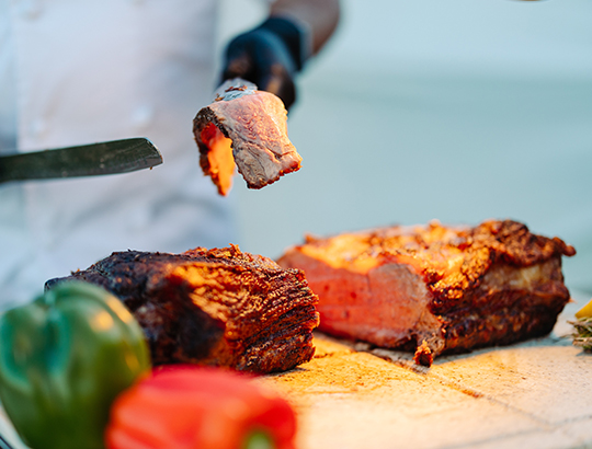 carving station at the Catamaran