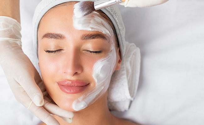 Woman enjoying facial