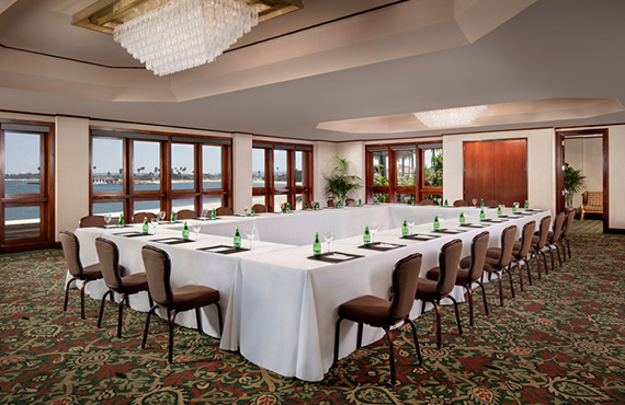 Boardroom set up with table and chairs