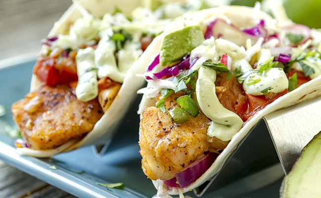 Close up of fish tacos